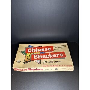 Vintage Warren Paper Chinese Checkers No. 798 15" Folding Board w/ Marbles